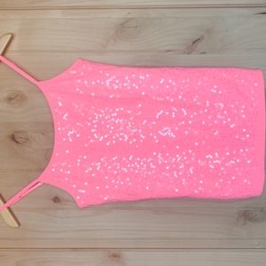 Never Worn Justice Bright Pink Tank Top with Sequins